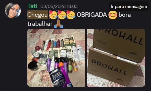 Kit de boas-vindas Prohall recebido por uma aluna
